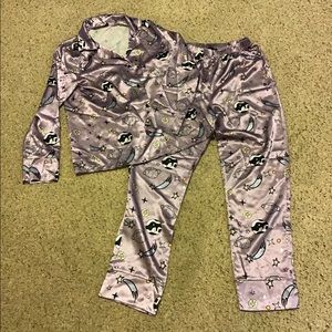 NASTY GAL 2PC PAJAMAS SET SZ 6 CELESTIAL POLY PANTS TOP EUC